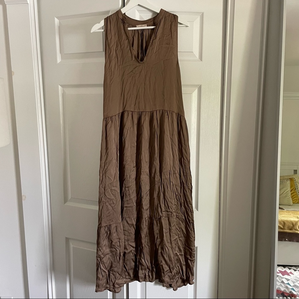 Brown silk long dress